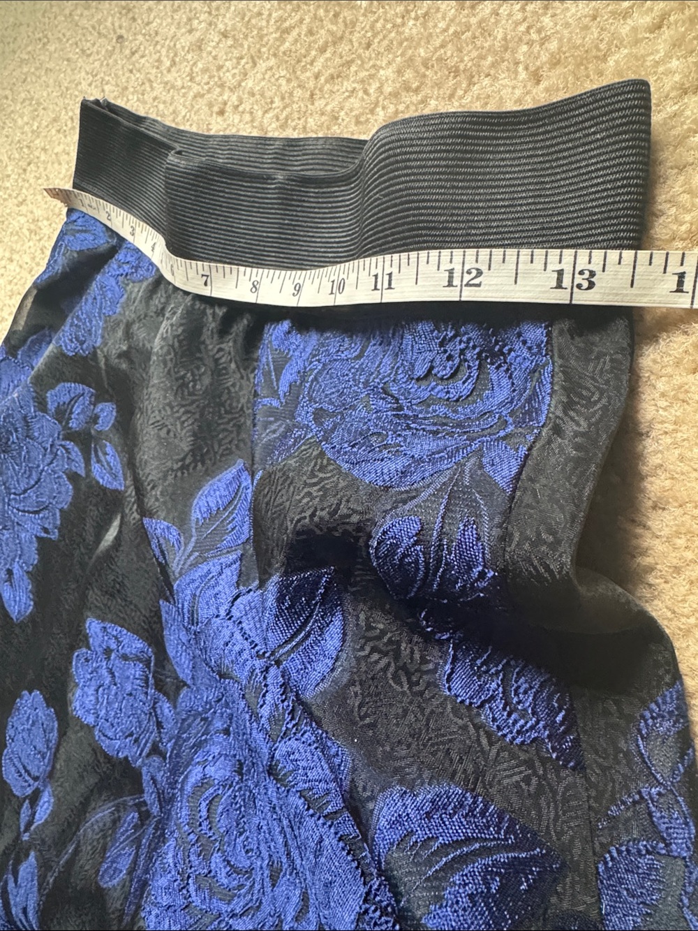 New York & Company Royal Blue Black Floral Jacquard A-Line Skirt | NEW | Size 6 - Picture 9 of 16